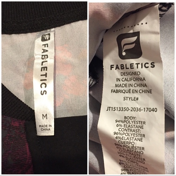 Fabletics Ithaca Romantic Print Jacket Medium purple red black bomber - Picture 6 of 8